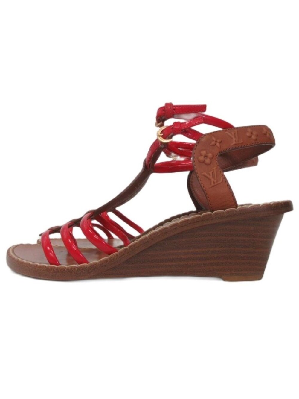 Louis Vuitton Monogram Wedge Sole Sandals Ankle Strap - Picture 2 of 8